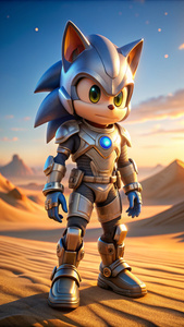A cute sonic future armor in desert